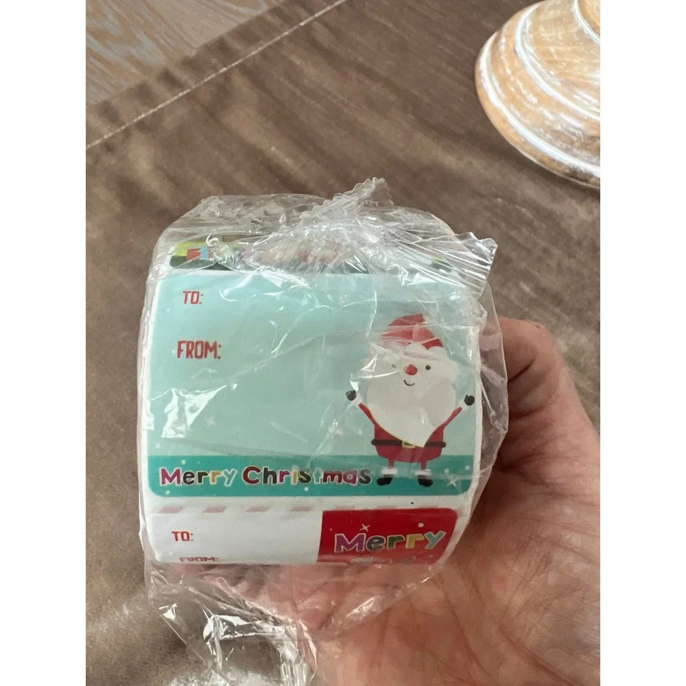 The Art Box 500 Piece Christmas Gift Tag Sticker Roll Santa Reindeer Snowman